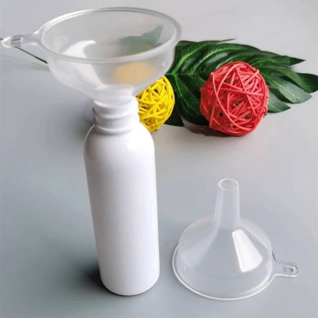 Embudo pequeño, mini embudos de plástico transparente de 1,9 pulgadas para líquido de llenado de botellas de laboratorio científico, aceites esenciales, perfume (paquete de 12)