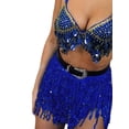 thumbnail image 2 of Blotona Women Sexy Belly Skirt Sequined Fringe Miniskirt with Waist Straps, 2 of 9
