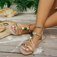 thumbnail image 2 of Mepaouo Women Sandals Comfortable Bohemian Flats Walking Strap Elastic Slip on Casual Summer Sandal, 2 of 8