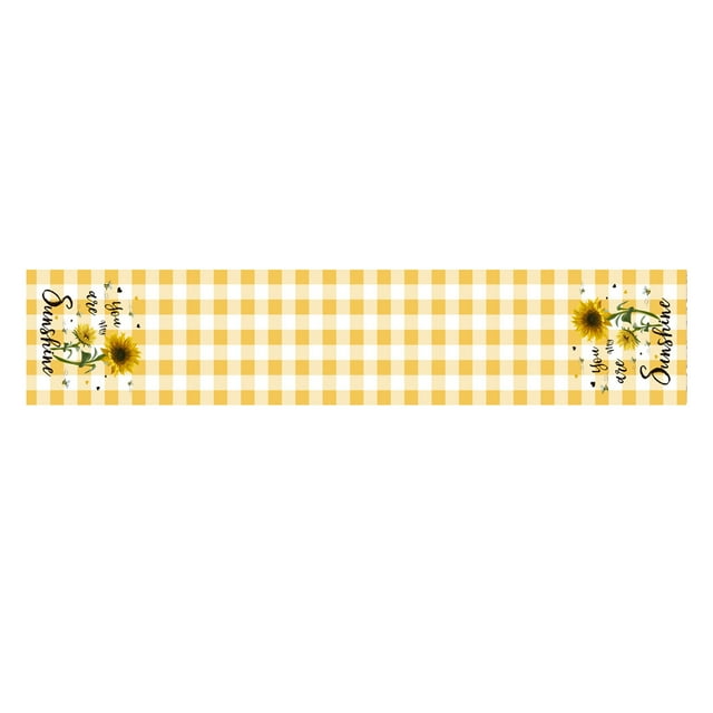 Nappe Décorative en Coton Long Motif Tournesol à Carreaux