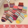 thumbnail image 2 of 5 Pairs Women's Winter Socks,Warm Soft Full Cushion Crew Socks--Double thick needle-Mixed color-vintage-Mixed color, 2 of 5