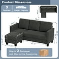 thumbnail image 2 of Homall 70" Length Sectional L-Shaped Sofa 3-Seat Couch with Reversible Chaise for Small Living Room, Apartment and Small Space,Deep Gray, 2 of 5