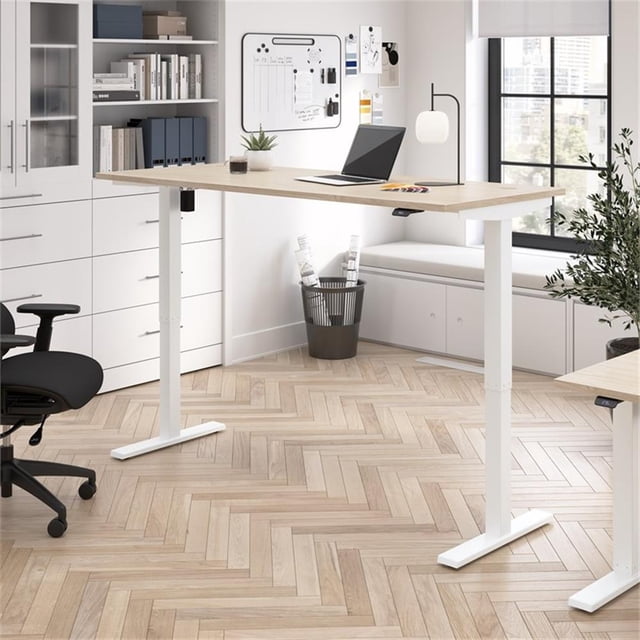 Scranton & Co Engineered Wood 72W Adjustable Standing Desk in Natural Elm