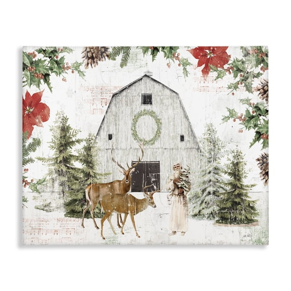 Stupell Industries Farmhouse Rustic Winter Holiday Barn Canvas Art, 20 x 16, by Katie Pertiet