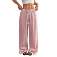 thumbnail image 2 of Wide Leg Pants for Women Flowy Palazzo Drawstring Elastic Waist Trousers Beach Vacation Clothes Pink 4XL, 2 of 8