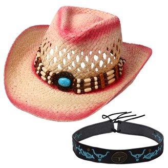 Cow Boy - Cow Girl - Rodeo- Western Straw Hats Red Color Uni  display picture 3
