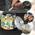 thumbnail image 4 of Yayeee Ashtray with Lid for Cigarette Smokeless Stainless Steel Home Ash Holder, Beige Clover Pattern, 4 of 7