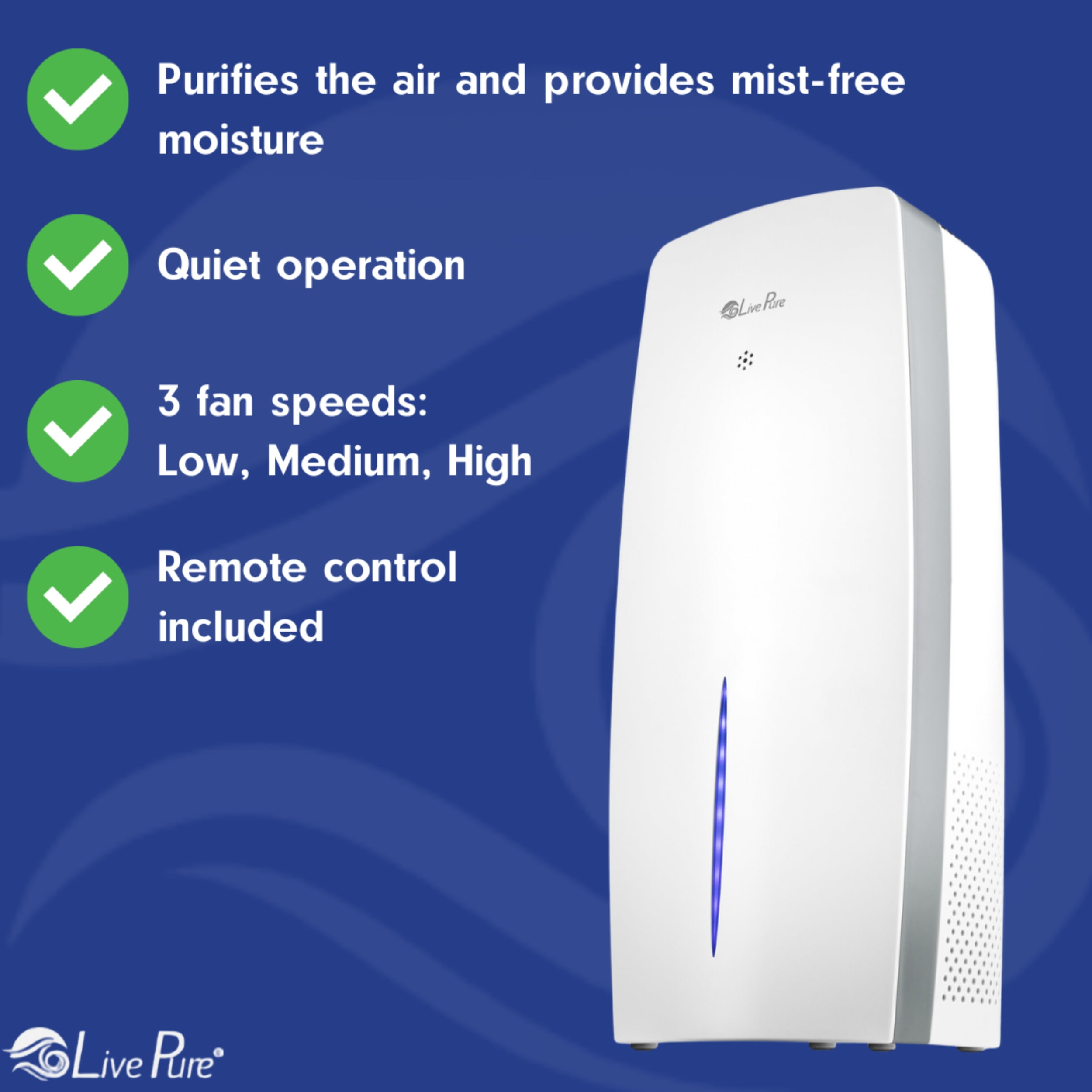 LivePure True HEPA Air Purifier & Humidifier, Graphite