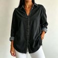 thumbnail image 5 of KICILVS Denim Shirt Women Button Down Collar Loose Fit Long Sleeve Blouse Trendy Comfortable Fashion Clothing, 5 of 8