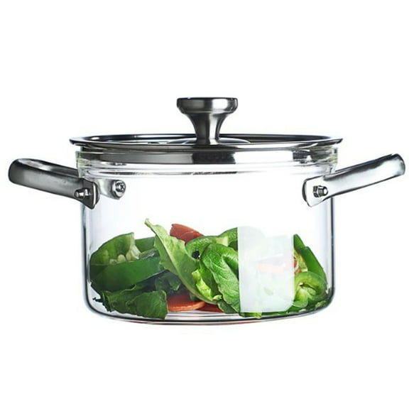 Transparent Glass Cooking Pot with Lid and Handle, Soup Pot,  Ramen Cooking Pot Simmer Pot High Temperature Resistant Glass Pan for Pasta Noodle Soup
