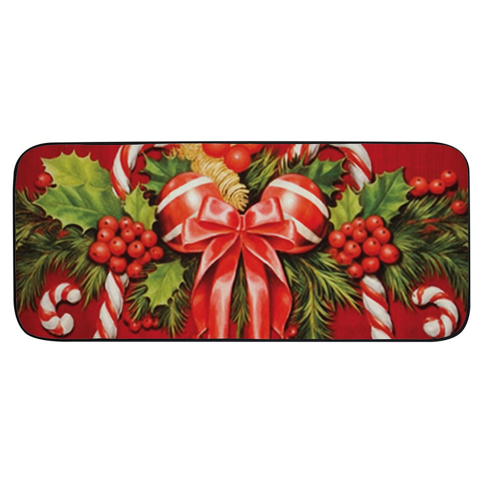 Qinduosi Mats, Christmas Doormat, Front Back Mat Rubber Backing, Non Slip, Indoor &amp; Outdoor, Waterproof, Use for Entry, Patio, Areas, Red Candy Canes 19.68*47.24 in