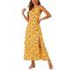 thumbnail image 2 of Vestido Maxi Boho de Verano sin Mangas con Floral y Abertura en el Dobladillo, Llave Amarillo L, 2 of 4
