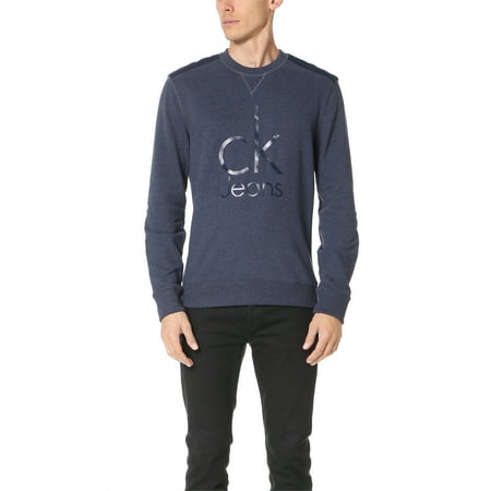 Calvin Klein Men Mixed Media Ckj Logo Crew Neck Sweatshirt