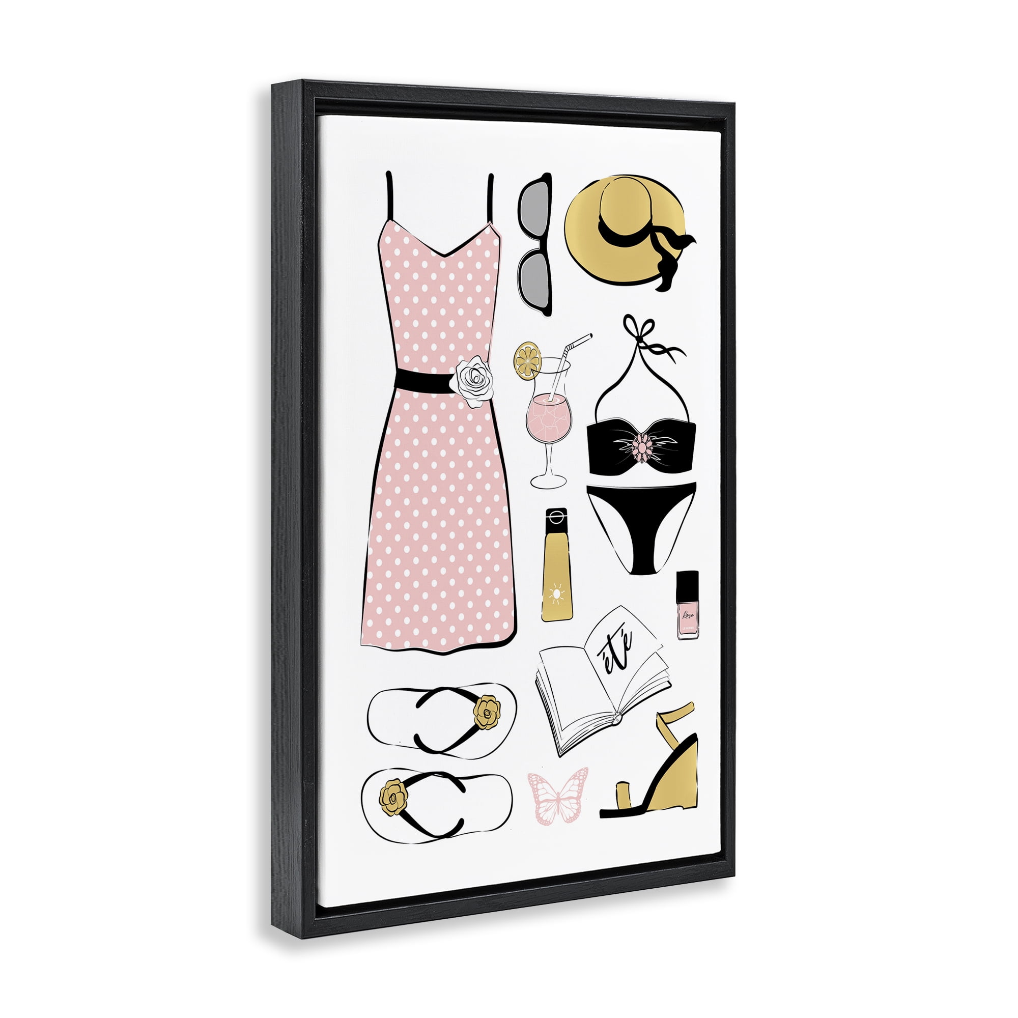 Stupell Industries Summer Vibes Necessities Black Framed Floater Canvas Wall Art, design by Martina Pavlova