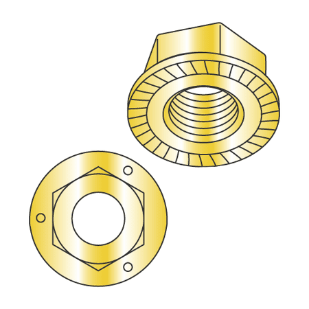 

3/8-16 Serrated Hex Flange Locknuts / Grade 5 / Zinc Yellow (Quantity: 1 000 pcs)