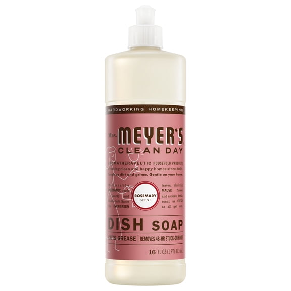 Mrs. Meyer's Clean Day Liquid Dish Soap, Rosemary Scent, 16 Fl Oz Bottle