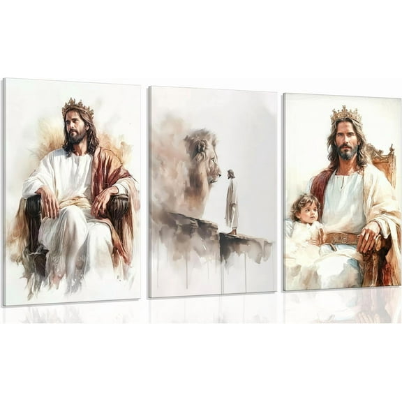 Jesus Wall Art Christian Posters Jesus Walking on Water Pictures Wall Decor Jesus and Lamb Dove Canvas Prints Decorative Paintings for Living Room Bedroom(Only canvas)