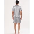 thumbnail image 4 of Unique Bargains Men's Sleepwear Short Sleeve Top and Pants Satin Pajama Set L Gray, 4 of 5