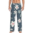 thumbnail image 2 of Kdxio Blue Flower Print Men's Sleep Pajama Pant Lounge Pants with Pockets, 2 of 8