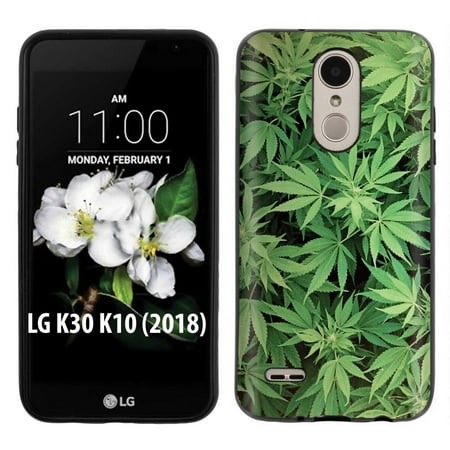 [NakedShield] LG K30 [K10 2018] Premier Pro / Phoenix Plus [Black] Ultra Slim TPU Phone Cover Case [Marijuana Bush Print]