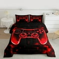 thumbnail image 2 of Manfei Futuristic Gamepad Boys Bedding Comforter Set, Black Red Honeycomb Twin Comforter Sets, Geometric Abstract Reversible Bedding Set, Ultra Soft Home Decor, 2pcs, 2 of 8