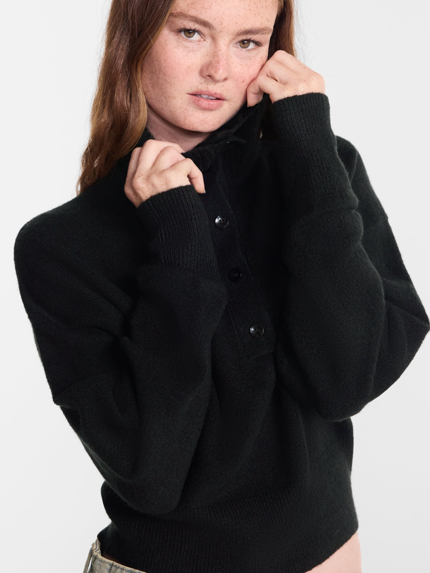 No Boundaries Rugby Collared Sweater, Lightweight, Women's and Women's Plus XXS-4X