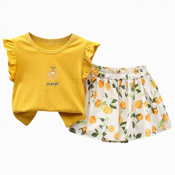 Kids Girl Clothes Baby Girl Cute Floral Outfit Flutter Sleeve Tank Top & Floral Print Pants Summer Clothing Set