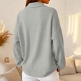 thumbnail image 3 of Womens Oversized Sweatshirt Loose Fit Waffle Henley Shirts Casual Collared 1/4 Button Down Sweater Pullover,XL, 3 of 3