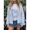 thumbnail image 3 of LMLYSoH Women's Quilted Jacket Double Sided Printed Mock Neck Long Sleeve Button Down Coat Casual Outerwear, 3 of 8
