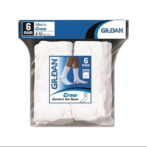 Gildan - USA INC - Men's Crew Socks, White, 6-Pk - Walmart.com ...