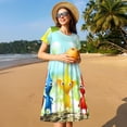 thumbnail image 3 of Lsque Pikmin Print Women's Casual Dress T-Shirt Summer Short Sleeve Scoop Neck Swing Dresses, 3 of 7