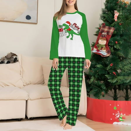 

Parent-Child Set Round Neck Long Sleeve Plaid Home Wear Set Family Set