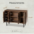 thumbnail image 2 of Farmhouse 4-Door Storage Cabinet, Accent Sideboard Buffet Cabinet with Circle Pattern and Radioactive Wood Lines, Brown, 2 of 7