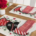 thumbnail image 5 of Valentine''s Day Placemats Set of 4, Red Black Love Hearts Eucalyptus Leaves Stripes Dining Table Place Mats, Anniversary Wedding Holiday Kitchen Decor Home Decoration 12 x 18 Inch, 5 of 5