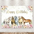 thumbnail image 2 of Horse Happy Birthday Backdrop Watercolor Florals Western Cowgirl Photography Background for Girls Women Princess Children Table Decor Banner Studio Photo Shoot, 2 of 3