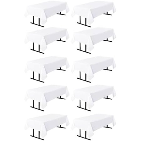 10 Pack White Round Tablecloths, 120 Inch Stain Resistant and Wrinkle Polyester Fabric Washable Table Clothes Cover for Kitchen Dining, Wedding, Reception Banquet, Birthday Party, Buffet Restaurant