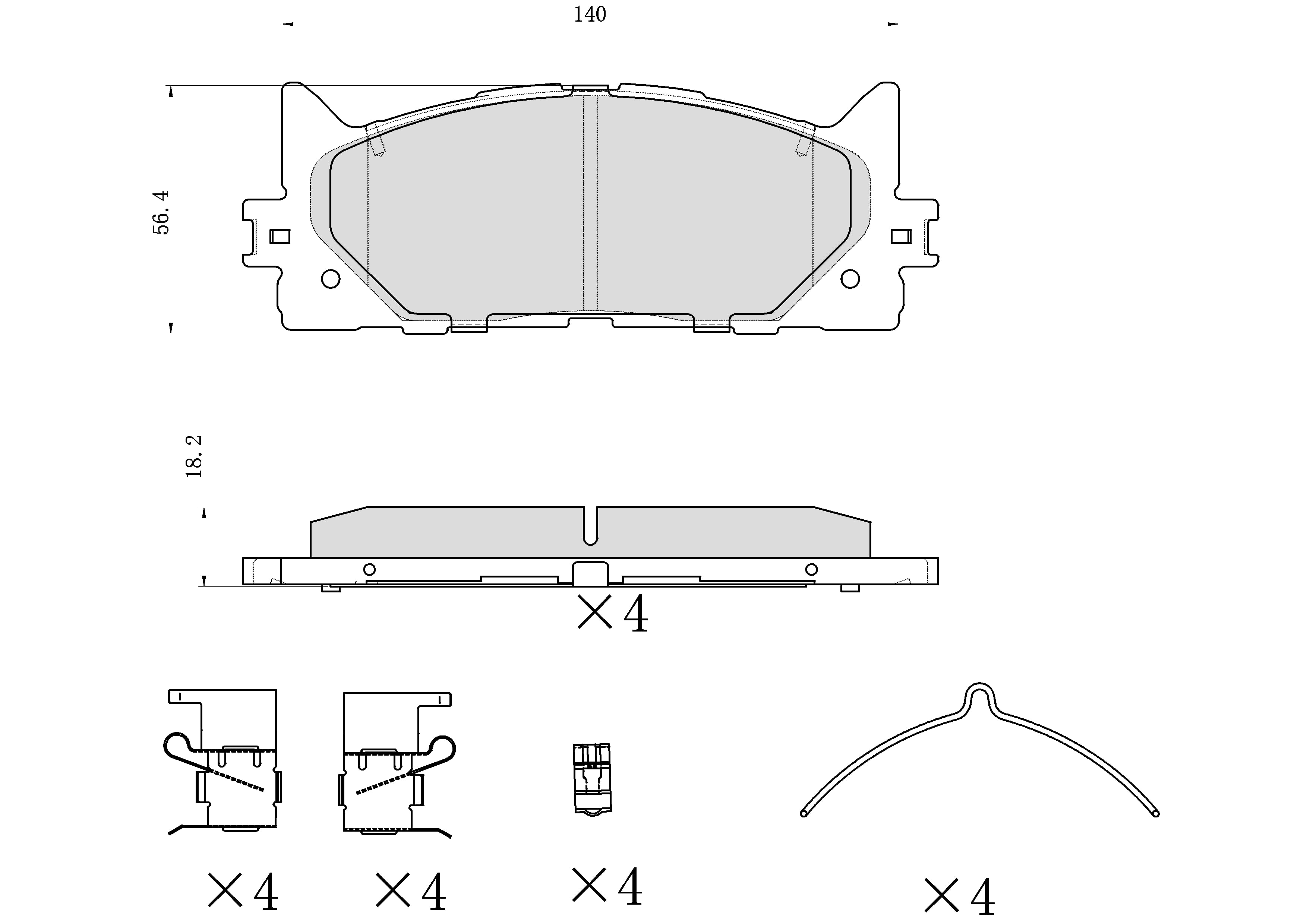 Winstop Brake Pad Set, Front WS.1293.0.C, Toyota Camry 2017-2007