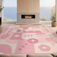 thumbnail image 2 of Design&I 9'x12' Washable Area Rug Pink Cream Geometric and Floral Artistry Design Contemporary with Accents for Dining Room, Basement, Large Office, Snag-Free, 2 of 7