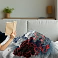 thumbnail image 3 of Tattoo Soft Flannel Fleece Throw Blanket, Japanese Landscape of Rising Sun Waves with Red and Pink Foam Culture Print, Cozy Plush for Indoor and Outdoor Use, 50" x 60", Multicolor, by Ambesonne, 3 of 5