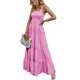 thumbnail image 1 of Maxi vestido con correa en la cintura, fruncido, sin mangas, estampado a rayas, vestido largo de moda para mujer para vacaciones, 1 of 7
