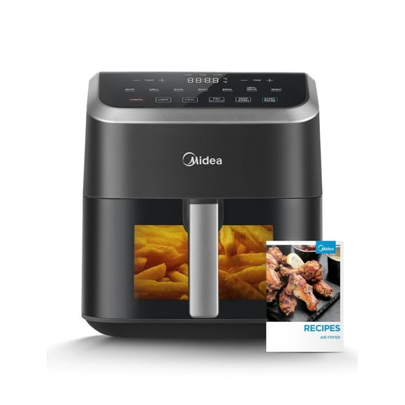 Midea 5.5 Quart Air Fryer, Black - See-Thru Window, Rapid Air Technology