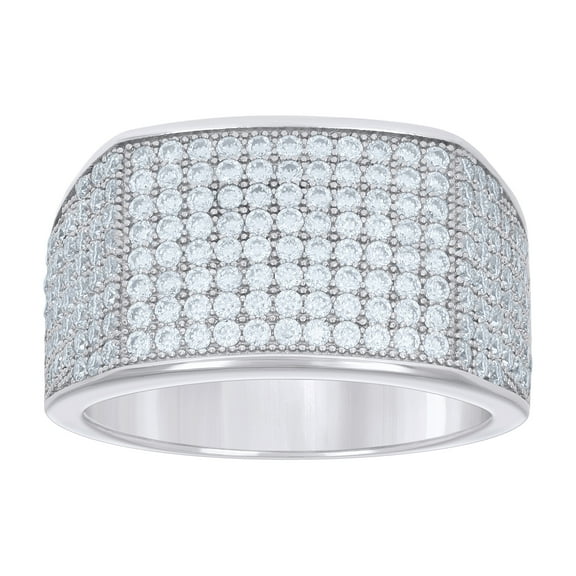 925 Sterling Silver Round Cut Moissanite Men's Flat Top Pinky Ring 1.90 Ct. | Size 8