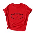 thumbnail image 4 of Posijego T-Shirts Graphiques Cœur pour Femmes Saint-Valentin Manches Courtes T-Shirts d'Été Mignons Col Rond Décontractés, 4 of 4