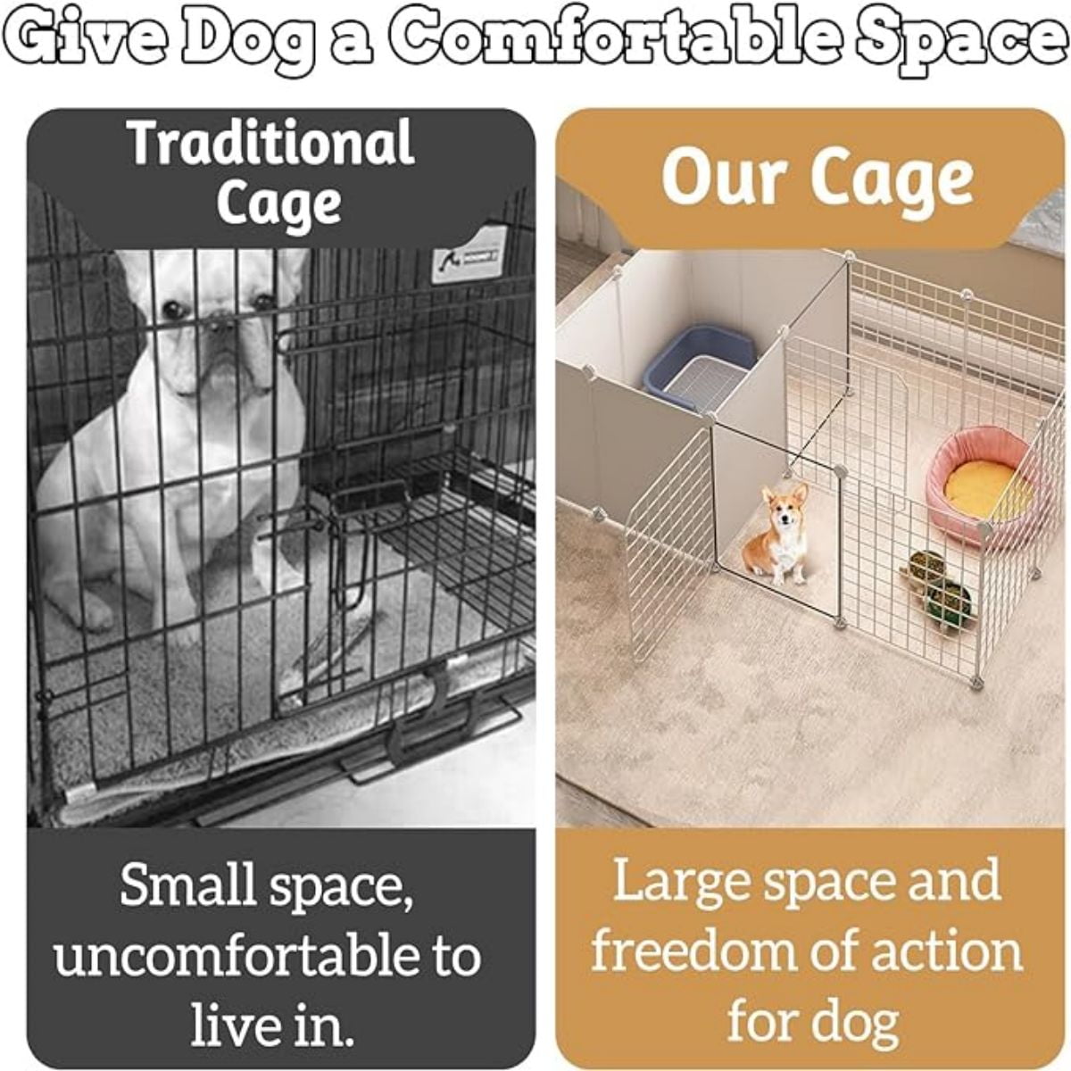 Aqwiopr 16-Panel Metal Pet Playpen Puppy Playpen with Door - Foldable, Indoor/Outdoor Use - 1 Pack