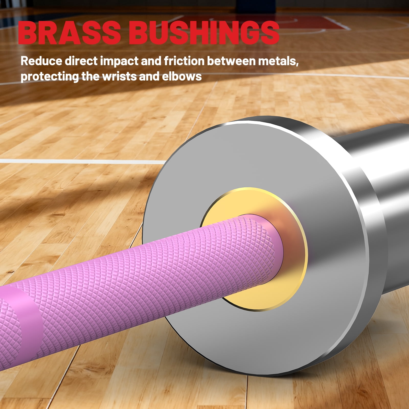 ROALW 5LB Mini Barbell, 4FT Short Barbell for Women & Beginners - Compatible with 2-Inch Olympic Plates, Lightweight Home Gym Bar for Strength Training (Pink & Silver)