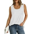 thumbnail image 4 of Fanxing Comfy Tank Tops for Women Summer Loose Fit Sleeveless T Shirts Solid Color Pocket Camisoles White,XXL, 4 of 7