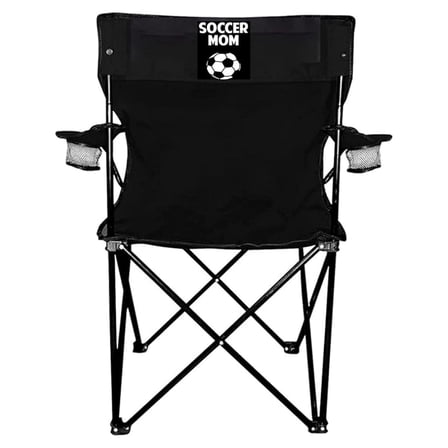 Outdoor Camping Chair - Soccer Mom Black Folding Camping Chair with Carry Bag