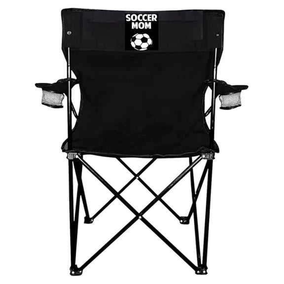 Outdoor Camping Chair - Soccer Mom Black Folding Camping Chair with Carry Bag