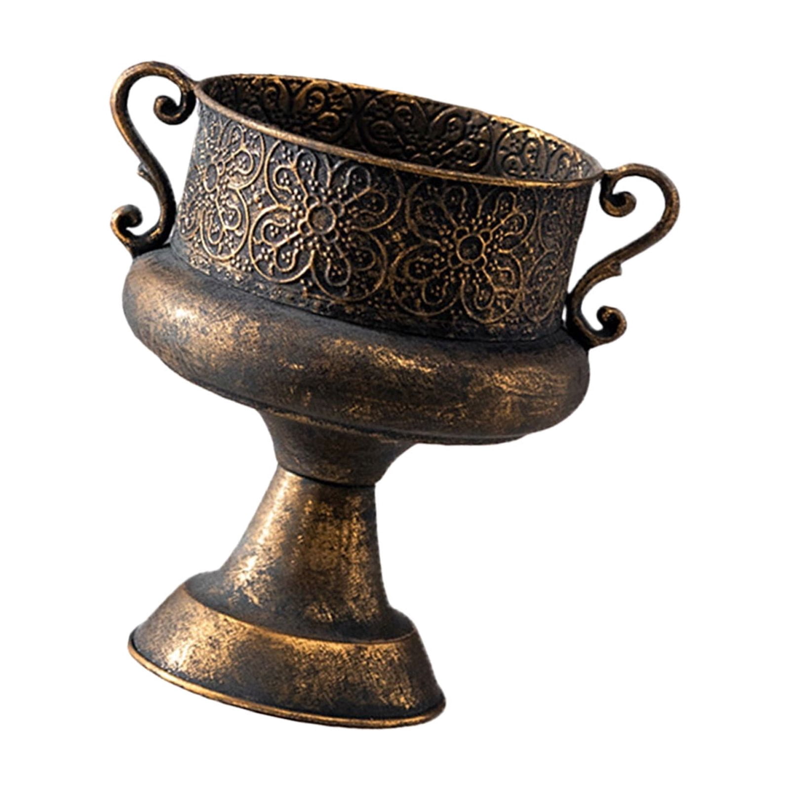 Iron Flower Pots Planter Decorative Urn With Embossed Relief Detail Adding Elegances To Porch Or Living Room Centerpiece