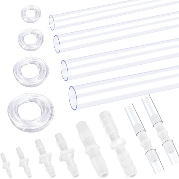 GANGZI No.1 Clear Tubing Assortment with GANGZI Barb Fittings Kit Flexible Plastic Tube GANGZI Set For Home Repair Water Oil Transfer Aquarium